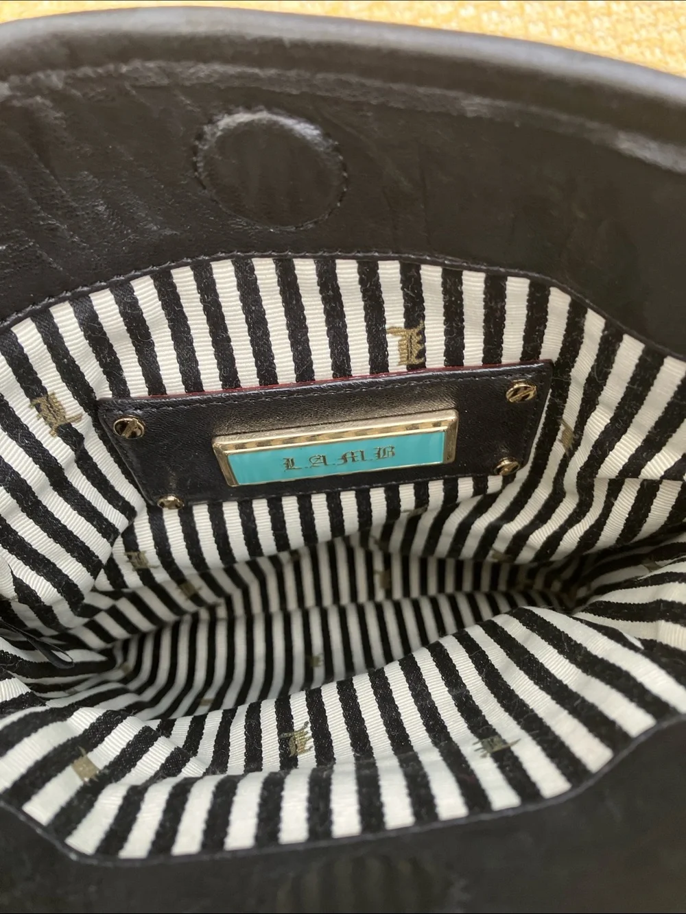 L.A.M.B. By Gwen Stefani Y2K Black with Pink & White Stripes Crossbody